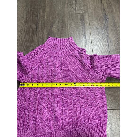 Sundance Pink Cable Knit Chunky Sweater PM Petite Mock Neck Boho Cozy Knit - Picture 3 of 7